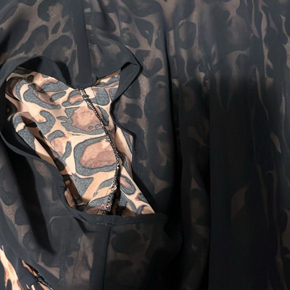 Babaton Samson Long Sleeve Chestnut Black Animal Print Dress - Picture 14 of 16